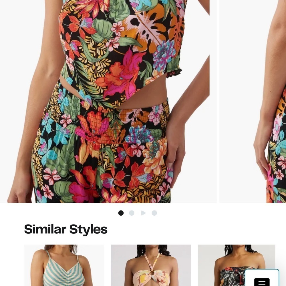 O'Neill Jayson Strapless Floral Top, Red Multi, Small, NWT - Picture 4 of 5